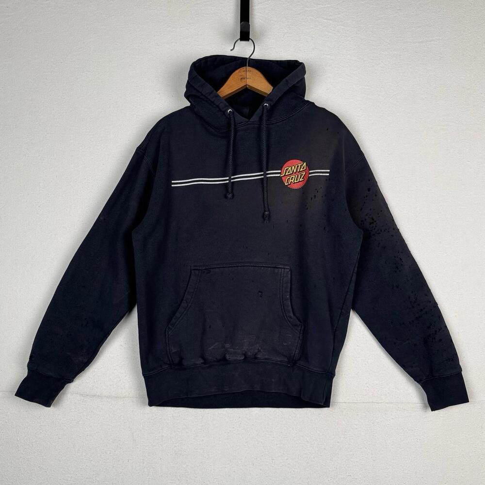 Santa Cruz‎ Skateboards Classic Dot Hoodie Men’s M Blue Sweatshirt *Distressed